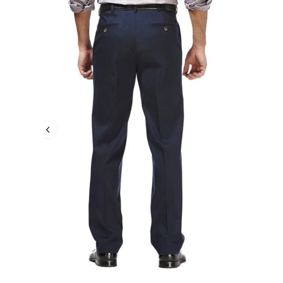 Haggar Mens Iron-Free Premium Khaki Classic Fit Pleated Pants 36W X 29L Navy NWT - Picture 5 of 6